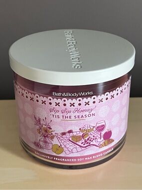 Bath & Body Works Sip Sip Hooray Tis The Season Three Wick 14.5 Oz. Candle